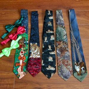 Vtg 90s Disney Tigger Tiger Print Neck Ties Animal